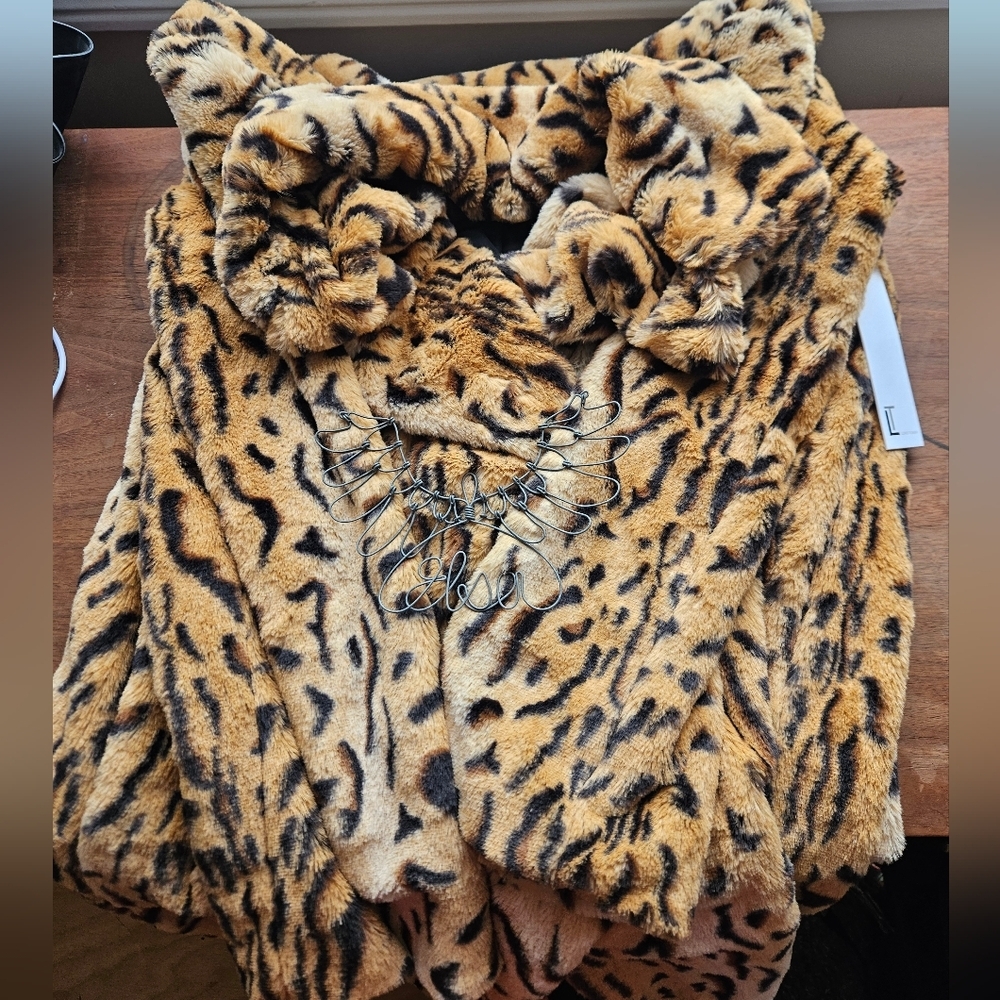 Love Token Leopard Print Faux Fur Coat